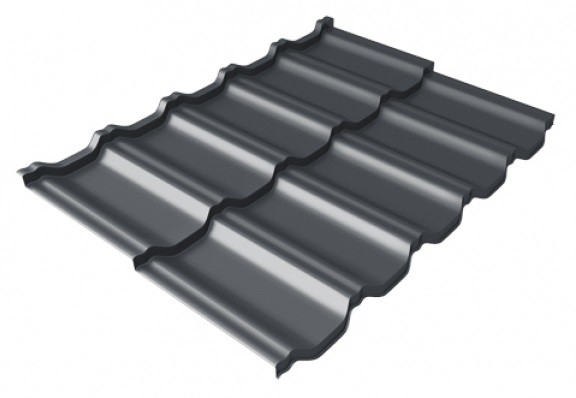 Металлочерепица модульная Квинта Uno Grand Line c 3D резом 0,5 Satin Мatt RAL 7024 мокрый асфальт купить в Ноябрьске