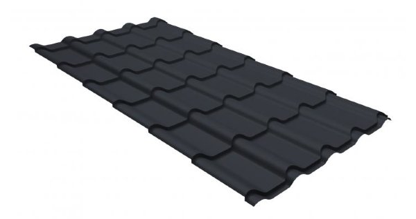 Металлочерепица камея GL 0,5 GreenCoat Pural matt RR 23 темно-серый (RAL 7024 мокрый асфальт) купить в Ноябрьске