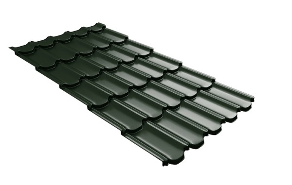 Металлочерепица квинта плюс с 3D резом 0,5 GreenСoat Pural Matt RR 11 темно-зеленый (RAL 6020 хромовая зелень) купить в Ноябрьске