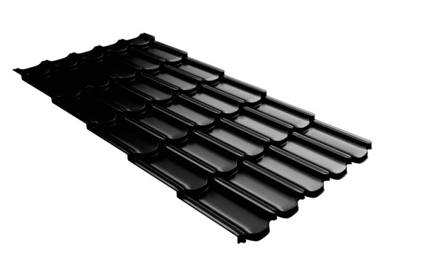 Металлочерепица квинта плюс с 3D резом 0,5 GreenСoat Pural Matt RR 33 черный (RAL 9005 черный) купить в Ноябрьске