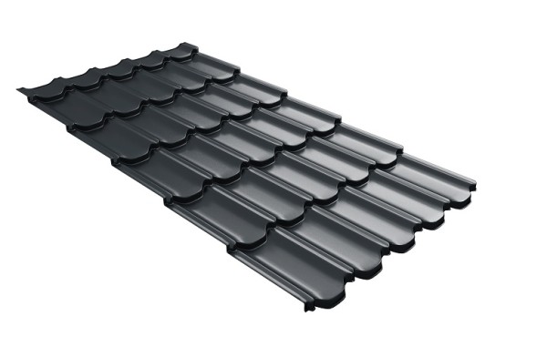 Металлочерепица квинта плюс с 3D резом 0,5 Satin RAL 7016 антрацитово-серый купить в Ноябрьске