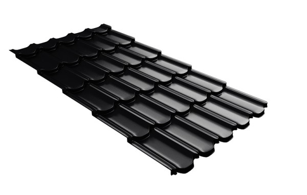 Металлочерепица квинта плюс с 3D резом 0,5 Satin Мatt RAL 9005 черный купить в Ноябрьске