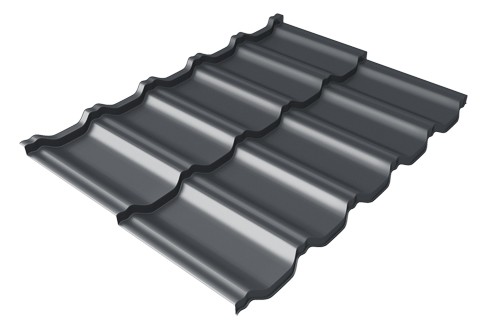 Металлочерепица модульная Квинта Uno Grand Line c 3D резом 0,5 Velur RAL 7024 мокрый асфальт купить в Ноябрьске