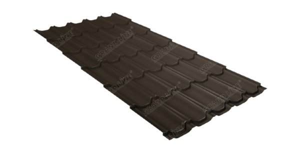 Металлочерепица квинта плюс 0,5 GreenCoat Pural Matt RR 32 темно-коричневый (RAL 8019 серо-коричневый) купить в Ноябрьске